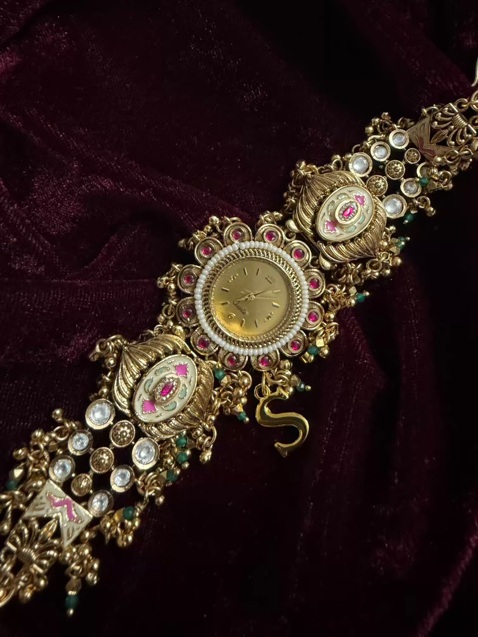 Mayura Pearl Heritage Watch Rakhi in Premium Swarovski (Free Initial)