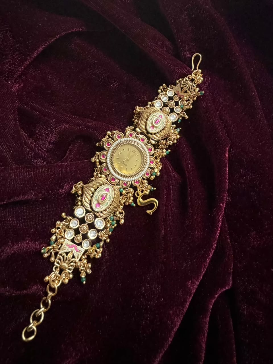 Mayura Pearl Heritage Watch Rakhi in Premium Swarovski (Free Initial)
