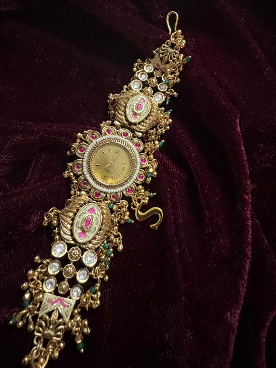 Mayura Pearl Heritage Watch Rakhi in Premium Swarovski (Free Initial)