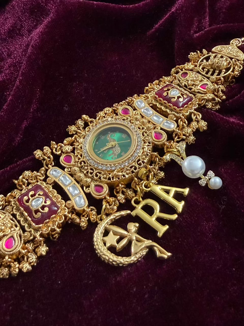 Rajmayuri Heritage Watch Rakhi in Premium Swarovski (Free Initial)