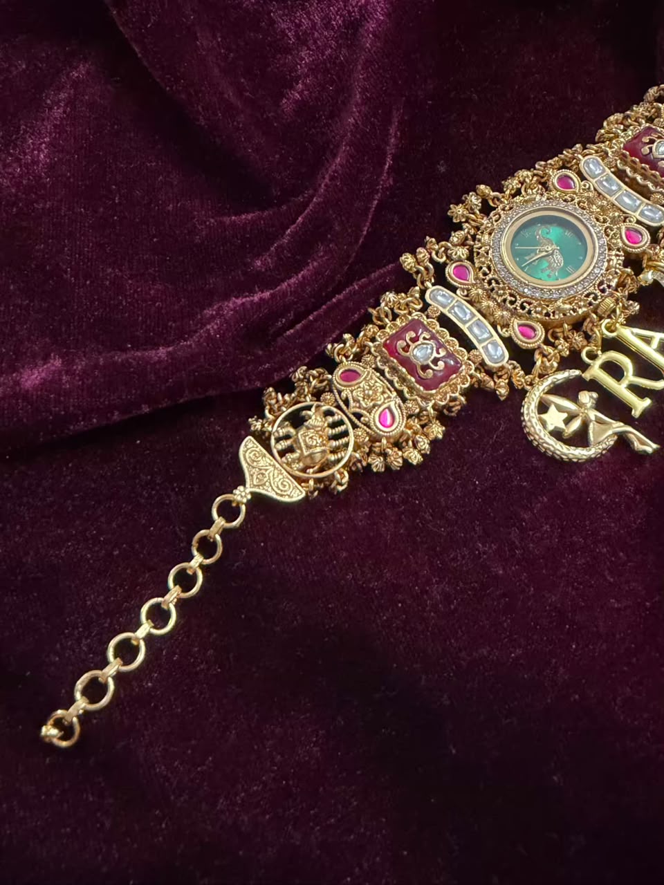 Rajmayuri Heritage Watch Rakhi in Premium Swarovski (Free Initial)