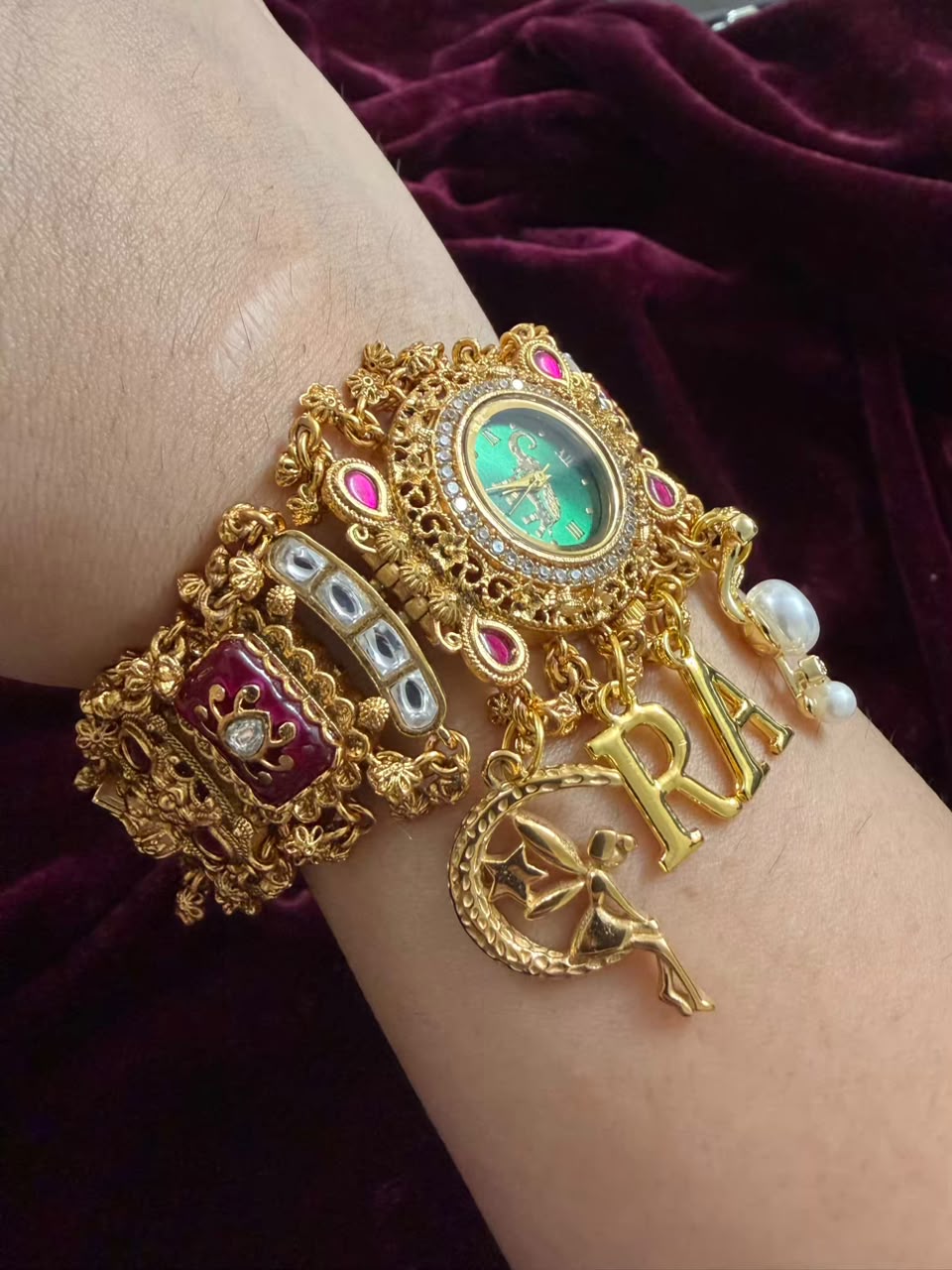 Rajmayuri Heritage Watch Rakhi in Premium Swarovski (Free Initial)