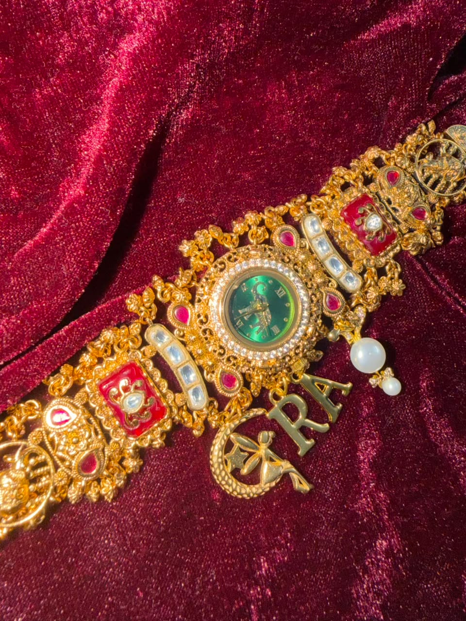 Rajmayuri Heritage Watch Rakhi in Premium Swarovski (Free Initial)