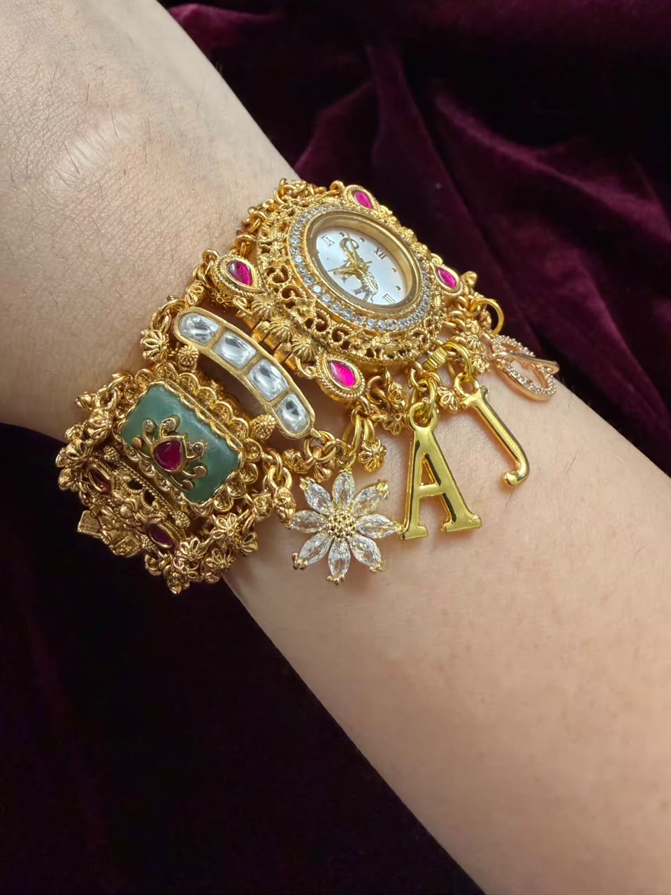 Shahi Mayuri Heritage Watch Rakhi in Premium Swarovski (Free Initial)