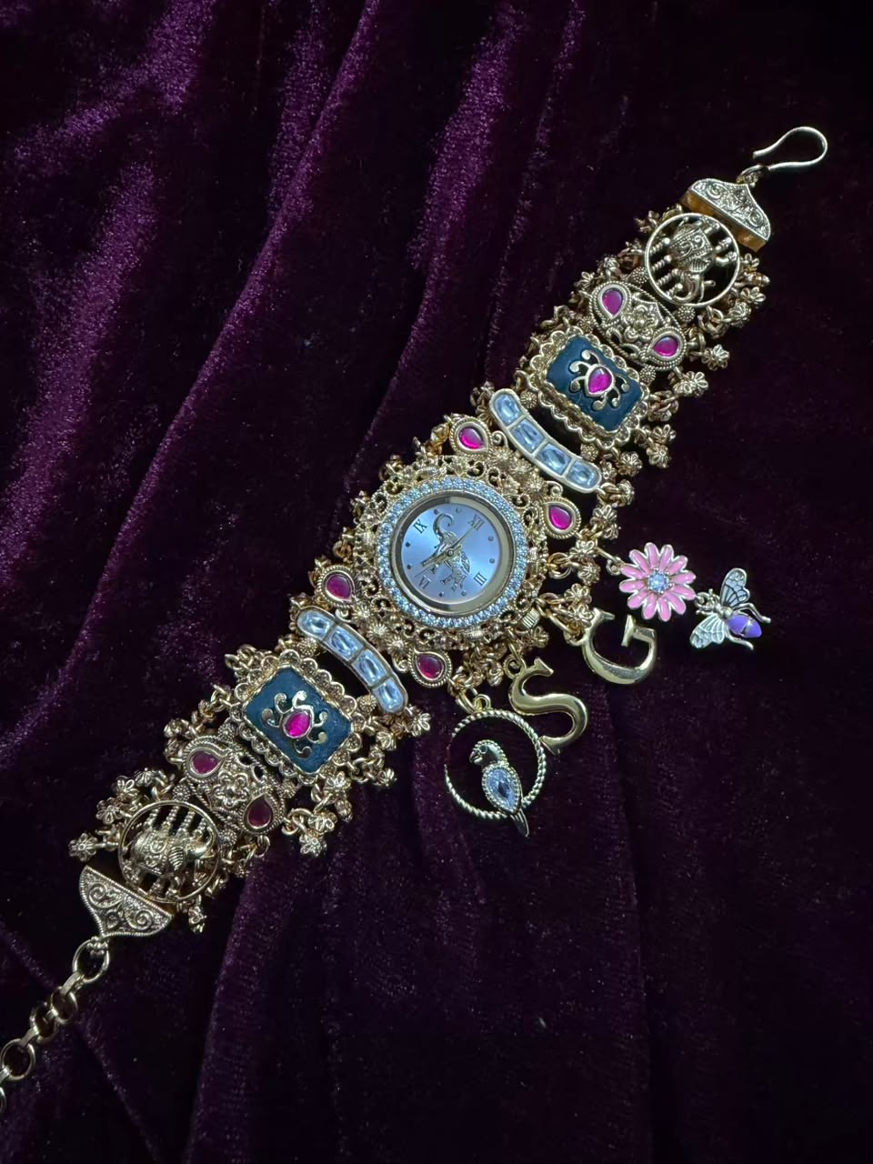 Mayura Gulabo Heritage Watch Rakhi in Premium Swarovski (Free Initial)