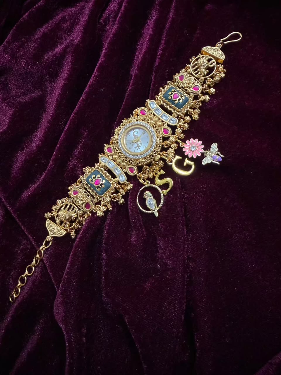Mayura Gulabo Heritage Watch Rakhi in Premium Swarovski (Free Initial)