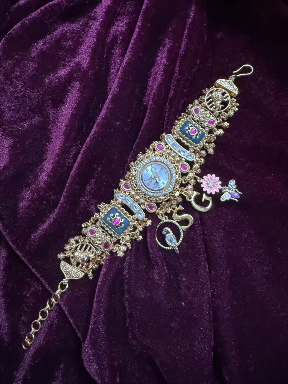 Mayura Gulabo Heritage Watch Rakhi in Premium Swarovski (Free Initial)