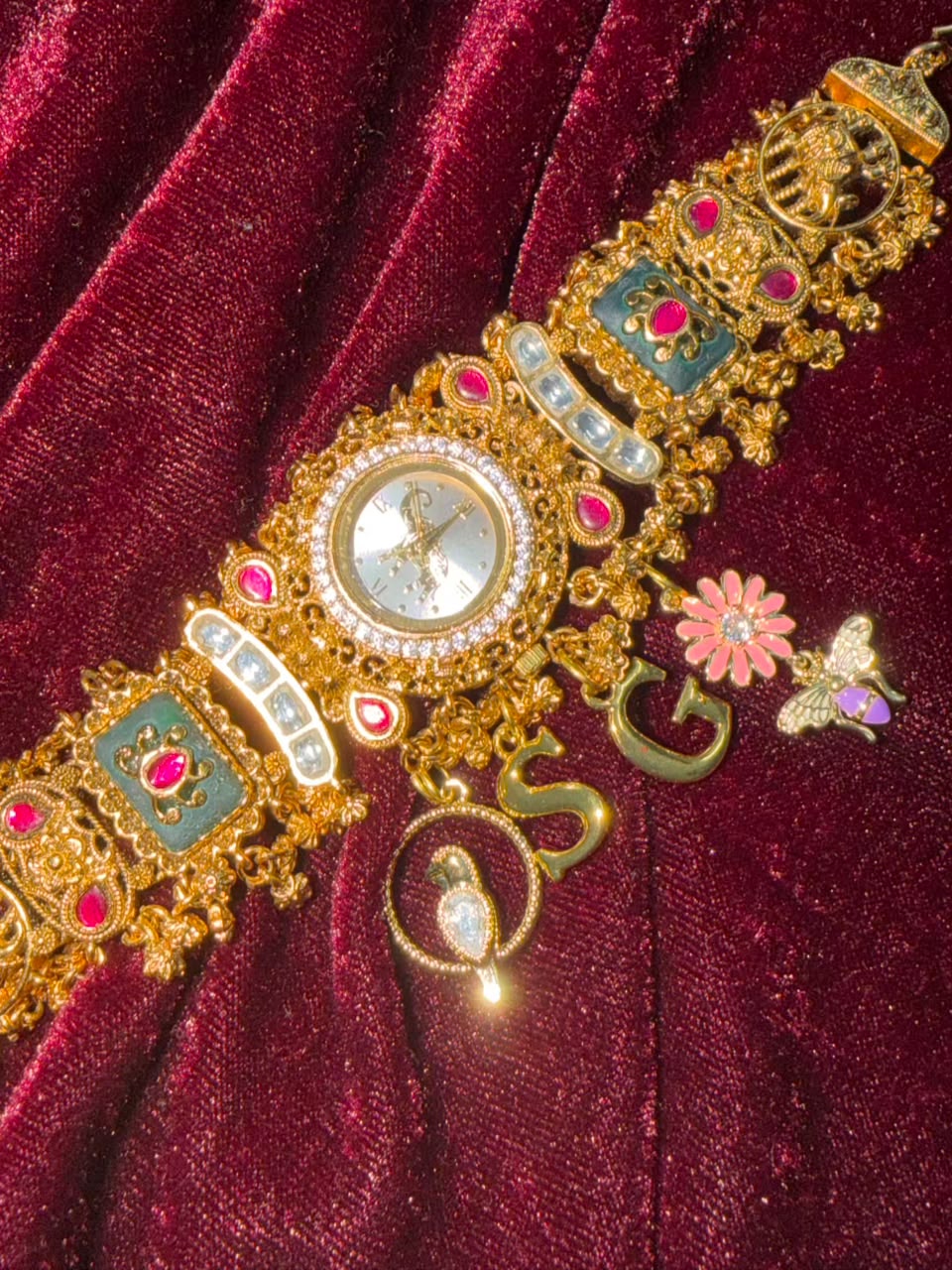 Mayura Gulabo Heritage Watch Rakhi in Premium Swarovski (Free Initial)