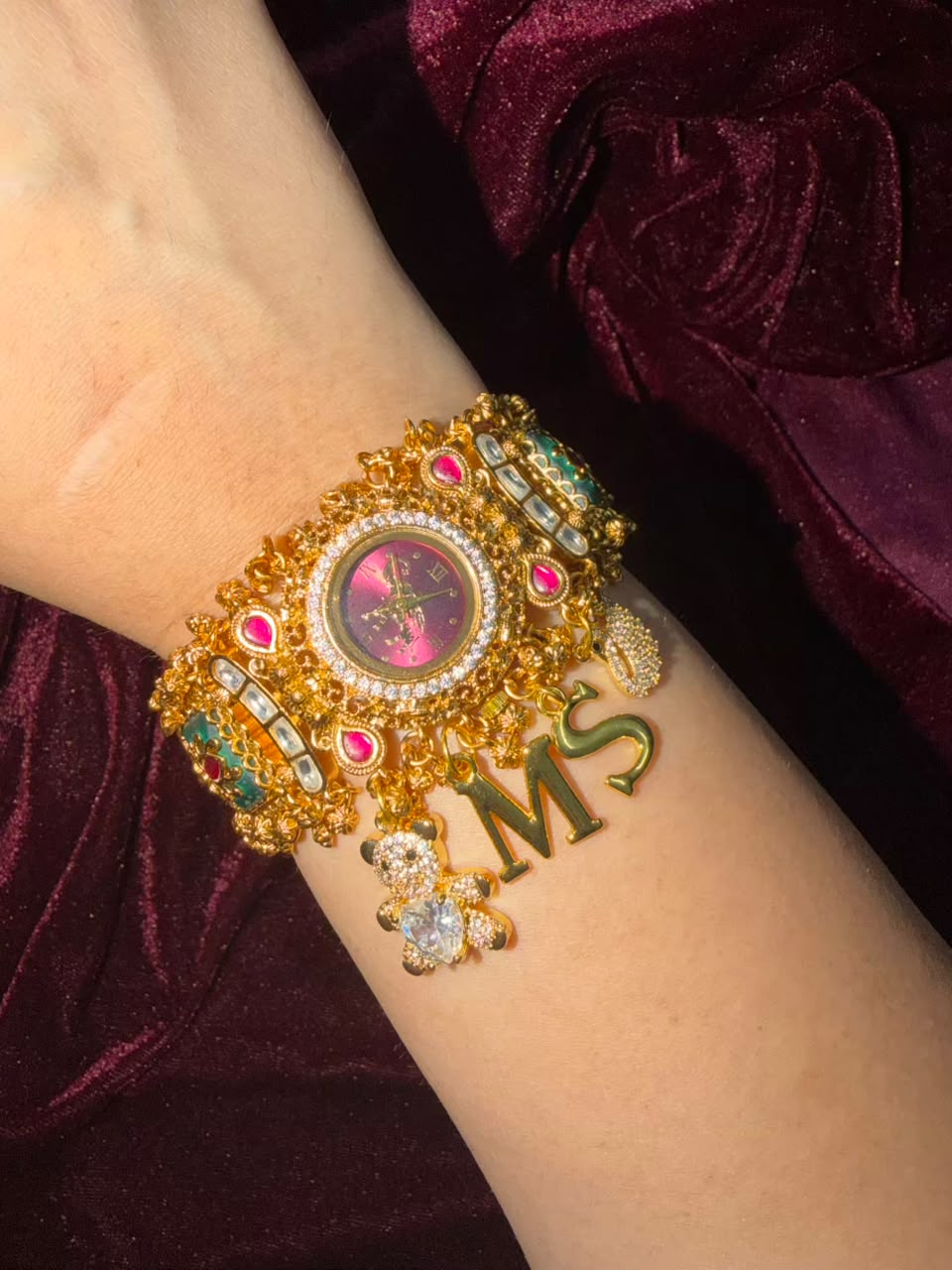 Mayura Gulabika Heritage Watch Rakhi in Premium Swarovski (Free Initial)