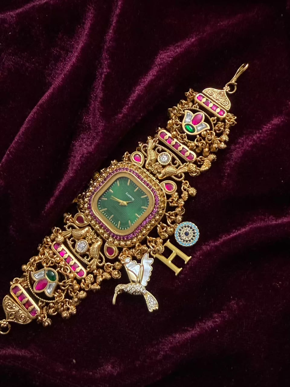 Zümrüt Royale Heritage Watch Rakhi in Premium Swarovski (Free Initial)