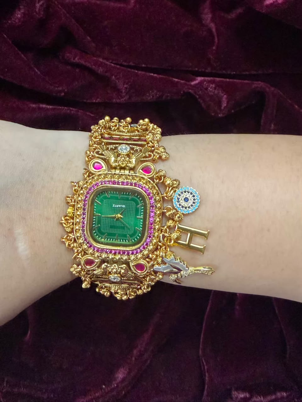 Zümrüt Royale Heritage Watch Rakhi in Premium Swarovski (Free Initial)