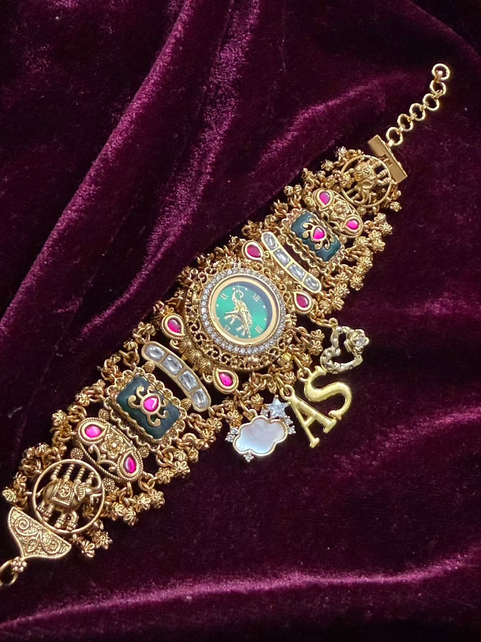 Harit Rajsi Heritage Watch Rakhi in Premium Swarovski (Free Initial)