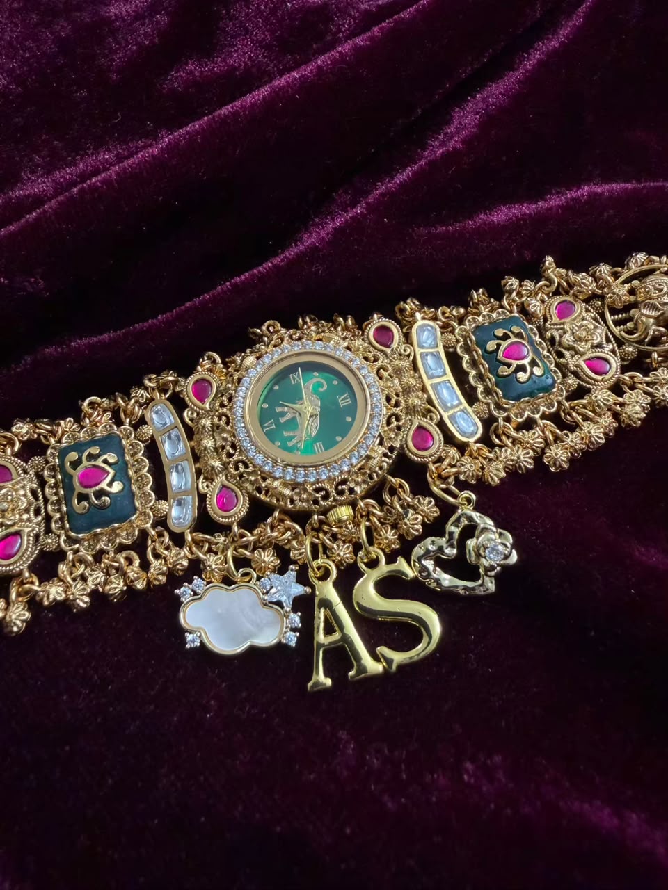 Harit Rajsi Heritage Watch Rakhi in Premium Swarovski (Free Initial)
