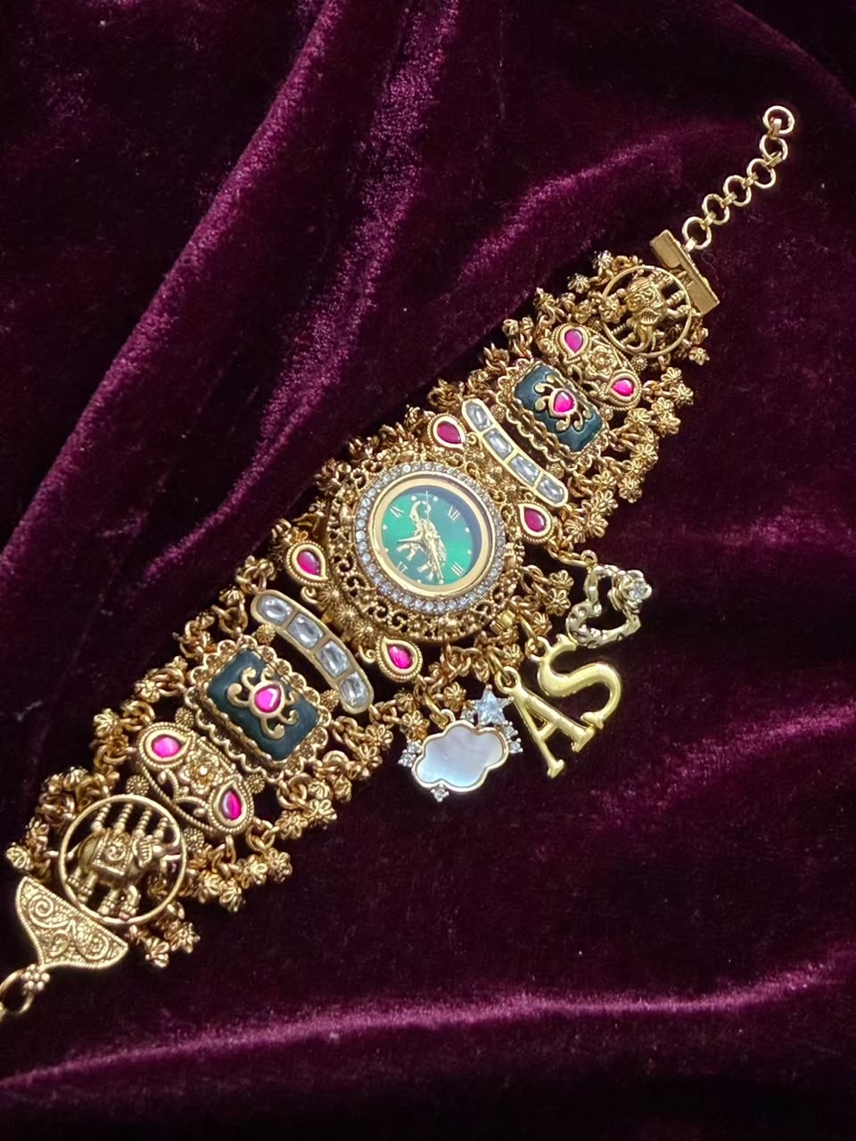 Harit Rajsi Heritage Watch Rakhi in Premium Swarovski (Free Initial)