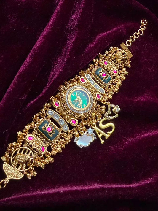 Harit Rajsi Heritage Watch Rakhi in Premium Swarovski (Free Initial)