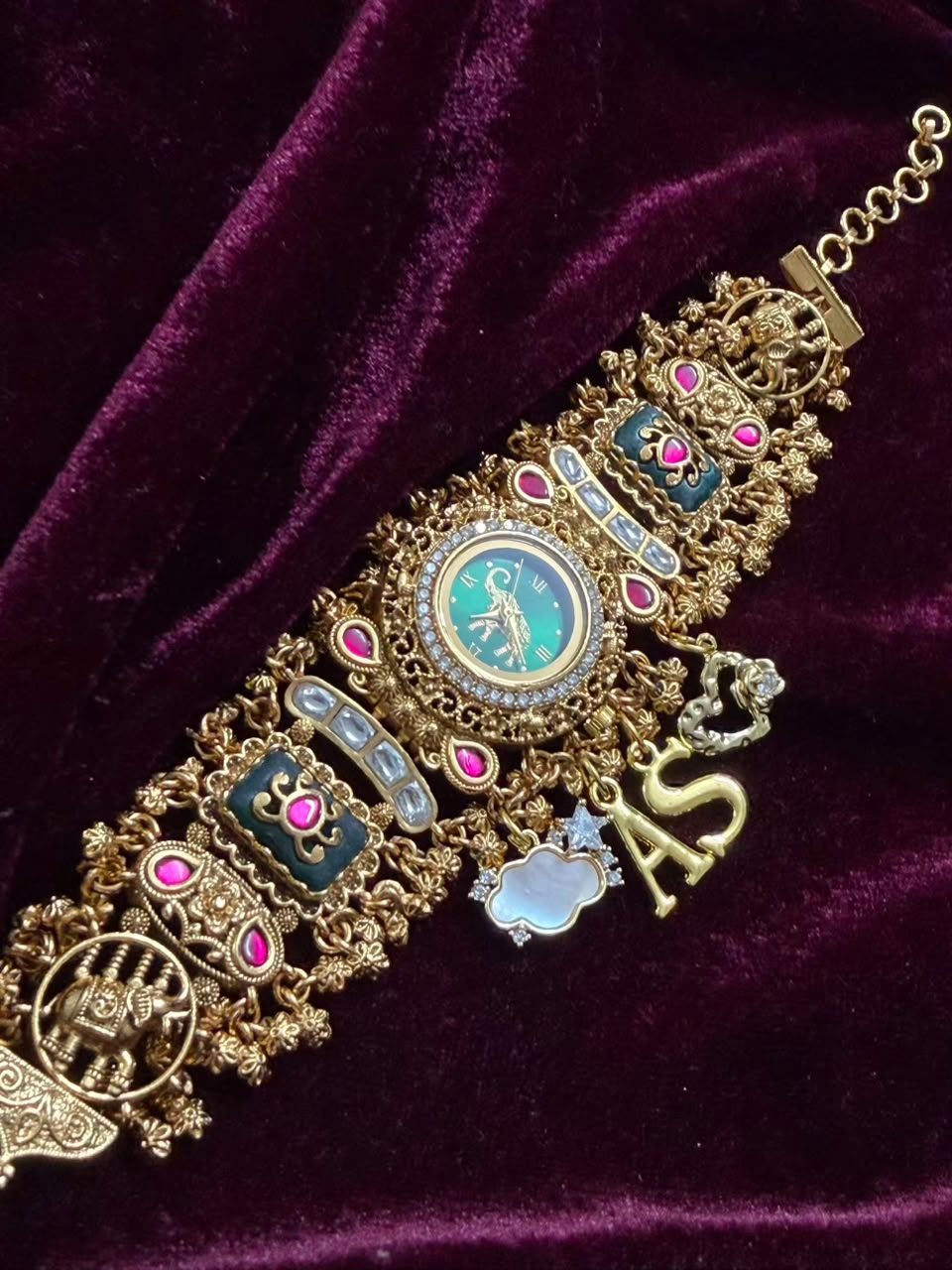 Harit Rajsi Heritage Watch Rakhi in Premium Swarovski (Free Initial)
