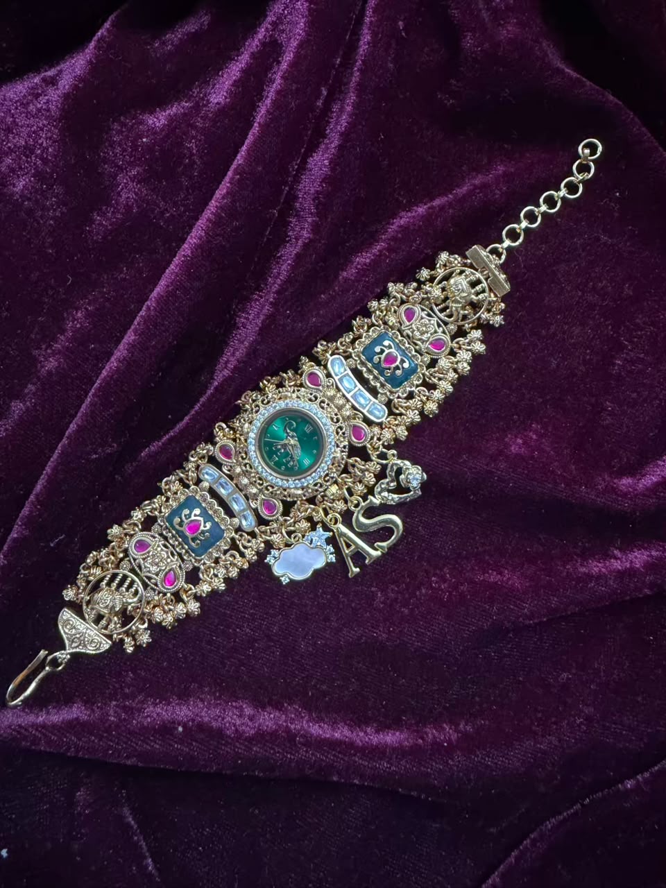 Harit Rajsi Heritage Watch Rakhi in Premium Swarovski (Free Initial)