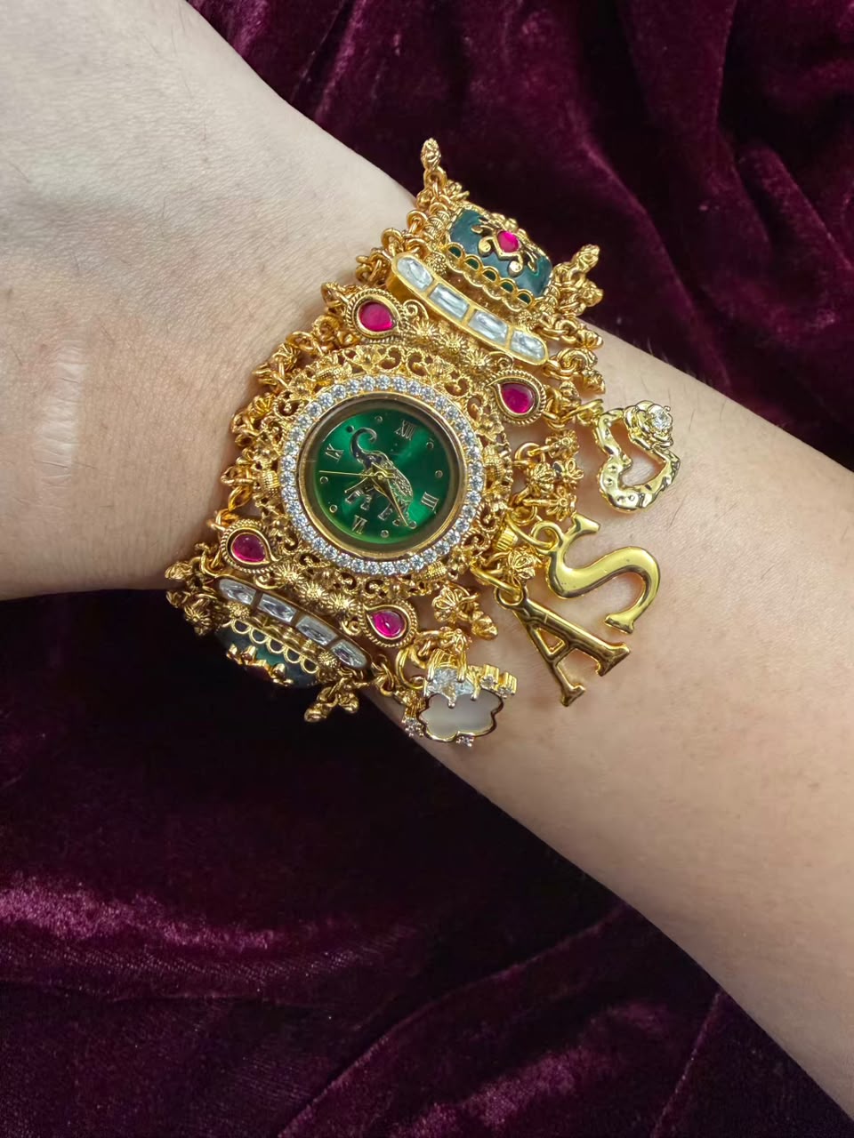 Harit Rajsi Heritage Watch Rakhi in Premium Swarovski (Free Initial)