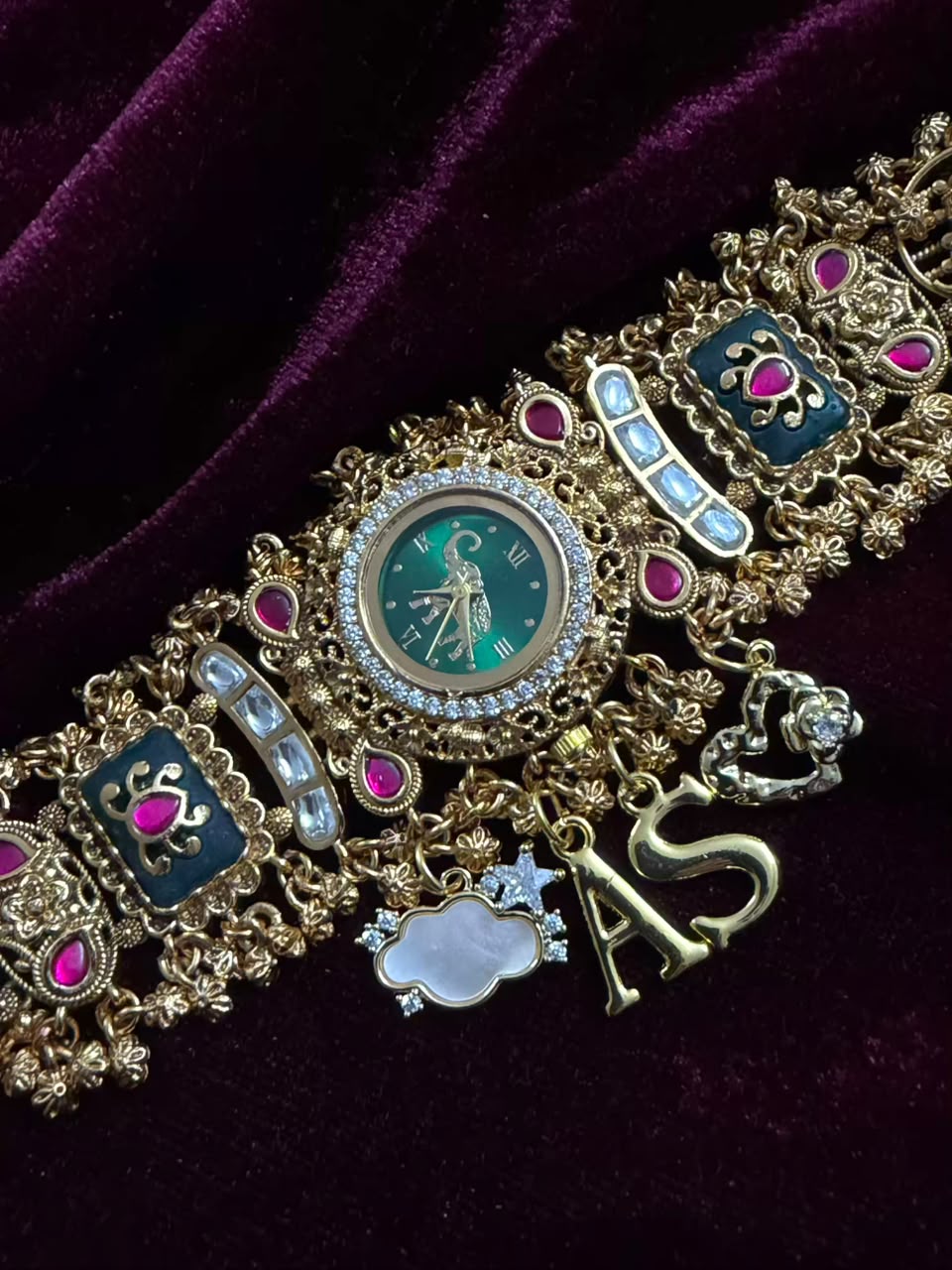 Harit Rajsi Heritage Watch Rakhi in Premium Swarovski (Free Initial)