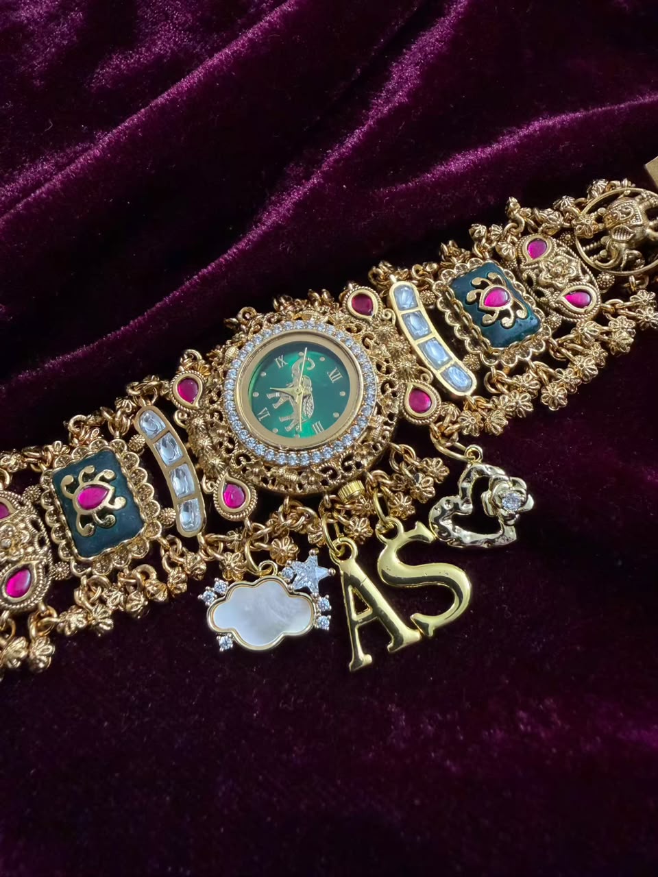 Harit Rajsi Heritage Watch Rakhi in Premium Swarovski (Free Initial)