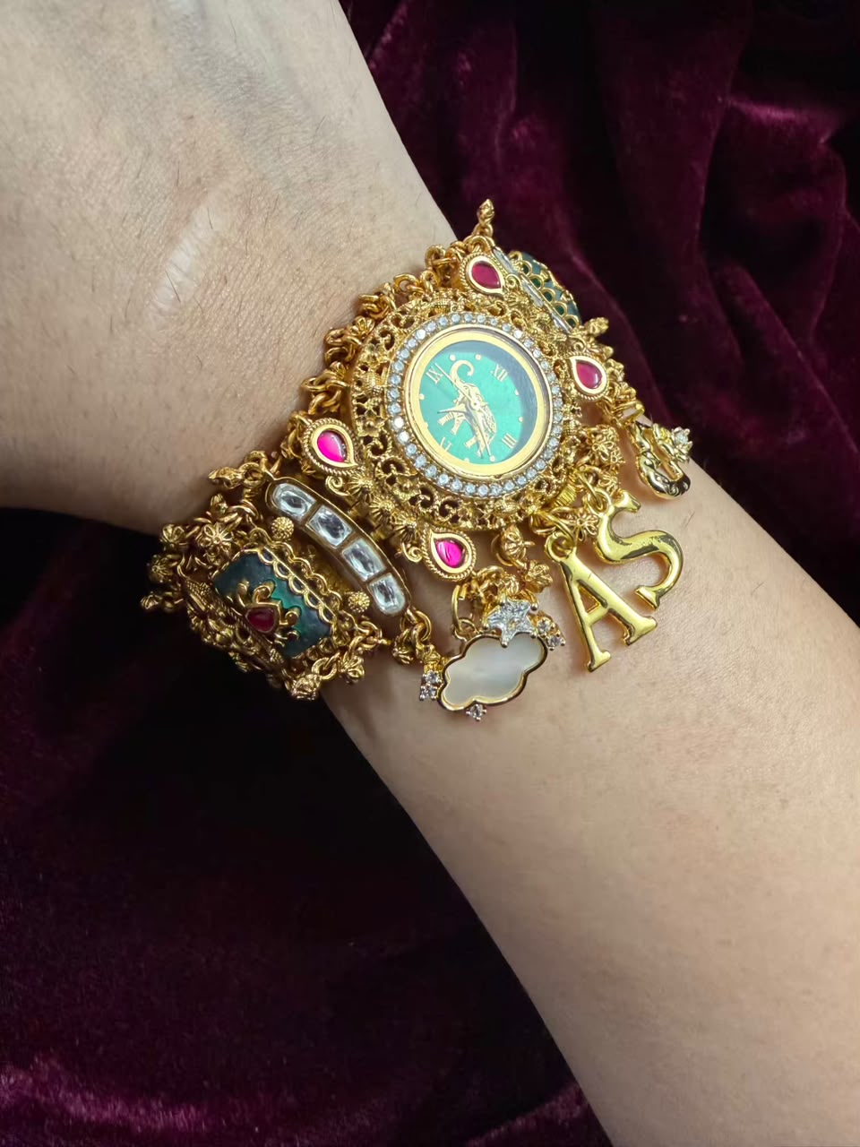 Harit Rajsi Heritage Watch Rakhi in Premium Swarovski (Free Initial)