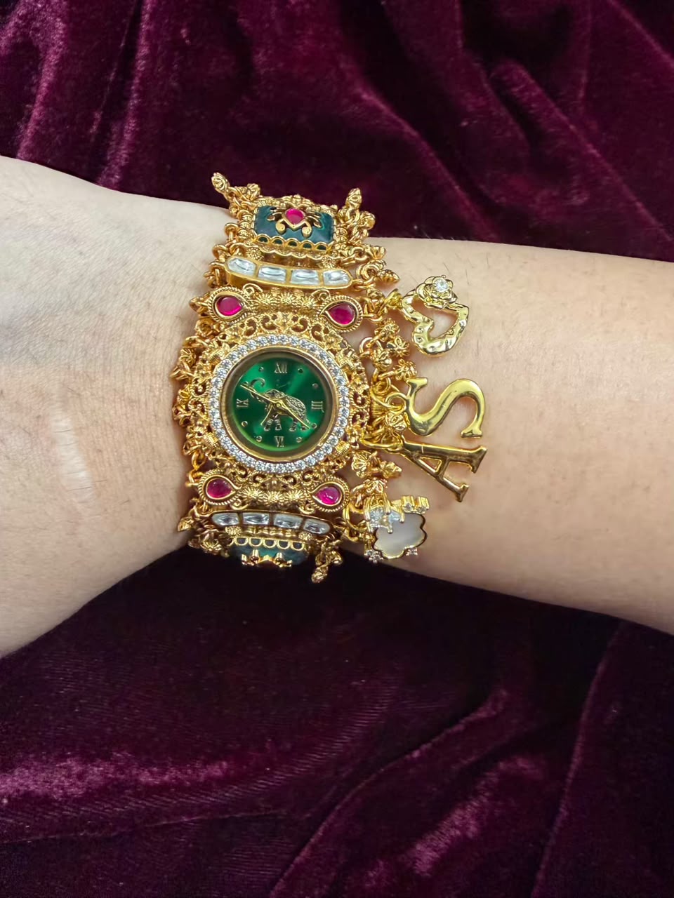 Harit Rajsi Heritage Watch Rakhi in Premium Swarovski (Free Initial)