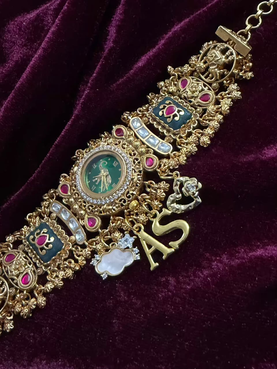 Harit Rajsi Heritage Watch Rakhi in Premium Swarovski (Free Initial)