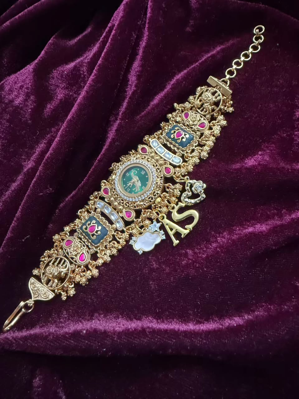 Harit Rajsi Heritage Watch Rakhi in Premium Swarovski (Free Initial)