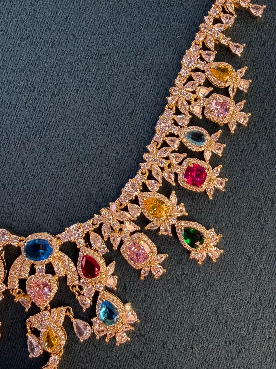 Queen Diamonds Necklace set in Rhodium Gold