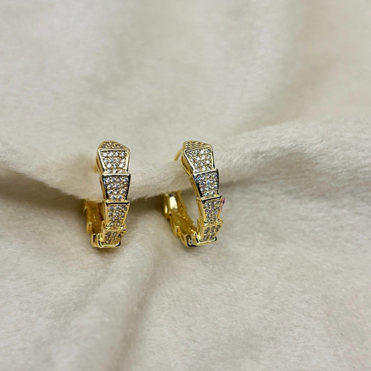 Serpent Zircon Hoop Earrings ( Gold )