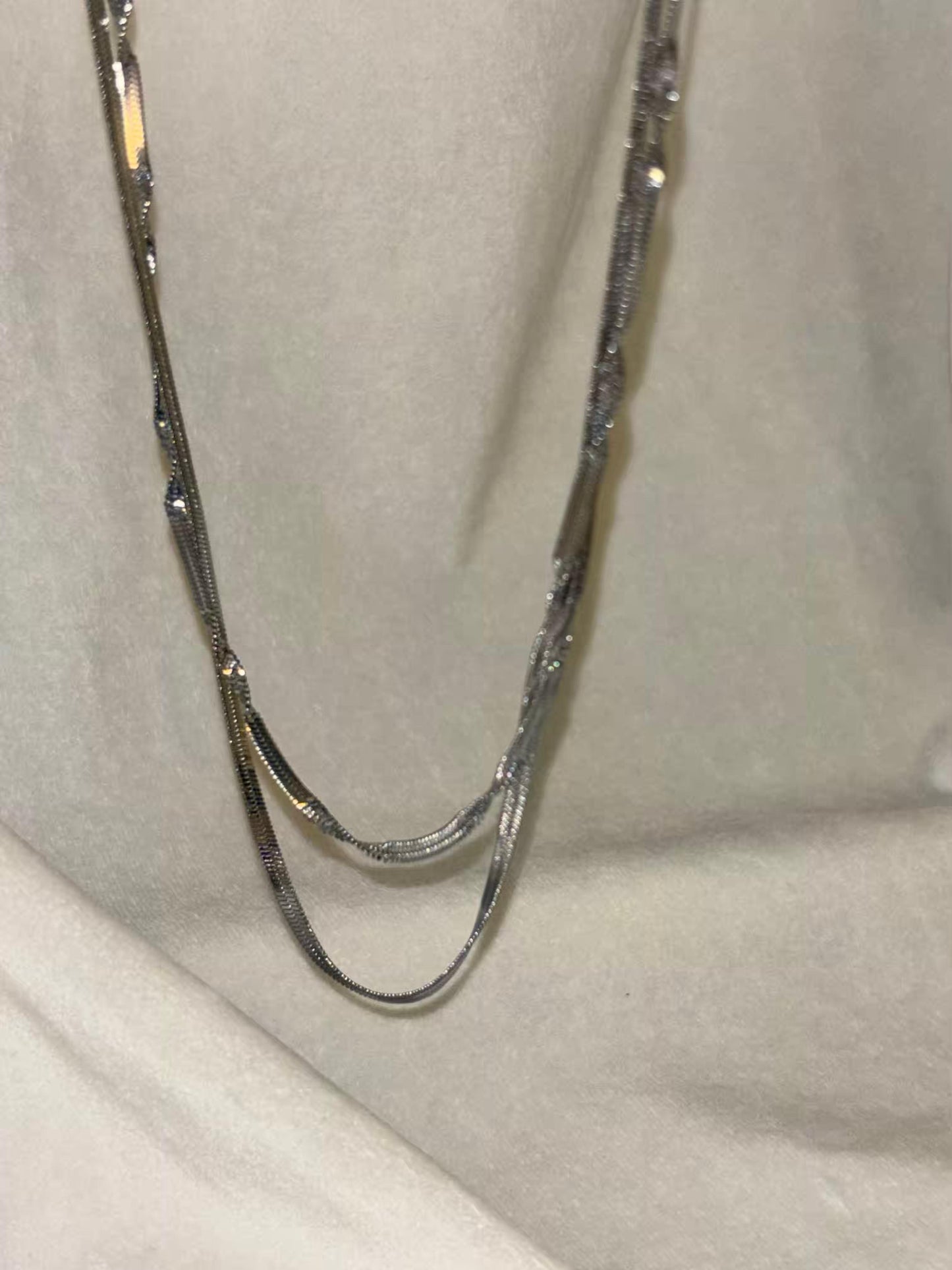 Dual Layered Snake Chain Necklace Silver Plated Premium Necklace