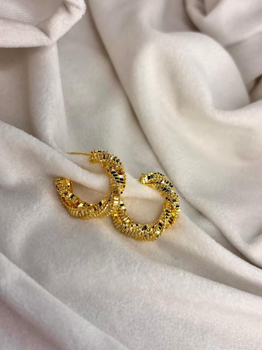 Crinkle Earrings 18K Gold Plated Premium Earrings
