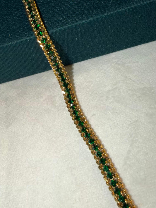 Emerald Heritage Chain Gold Plated Tennis Bracelet