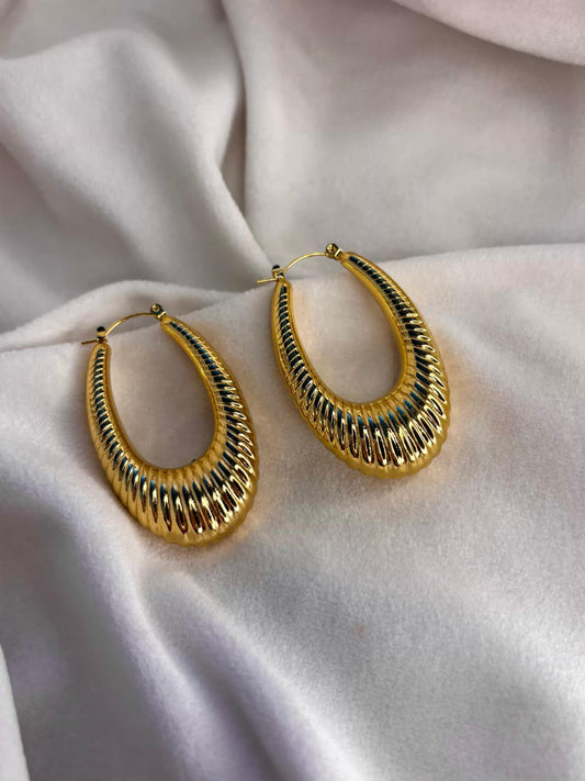 Elongated Baggy Earrings 18K Gold Plated Premium Earrings