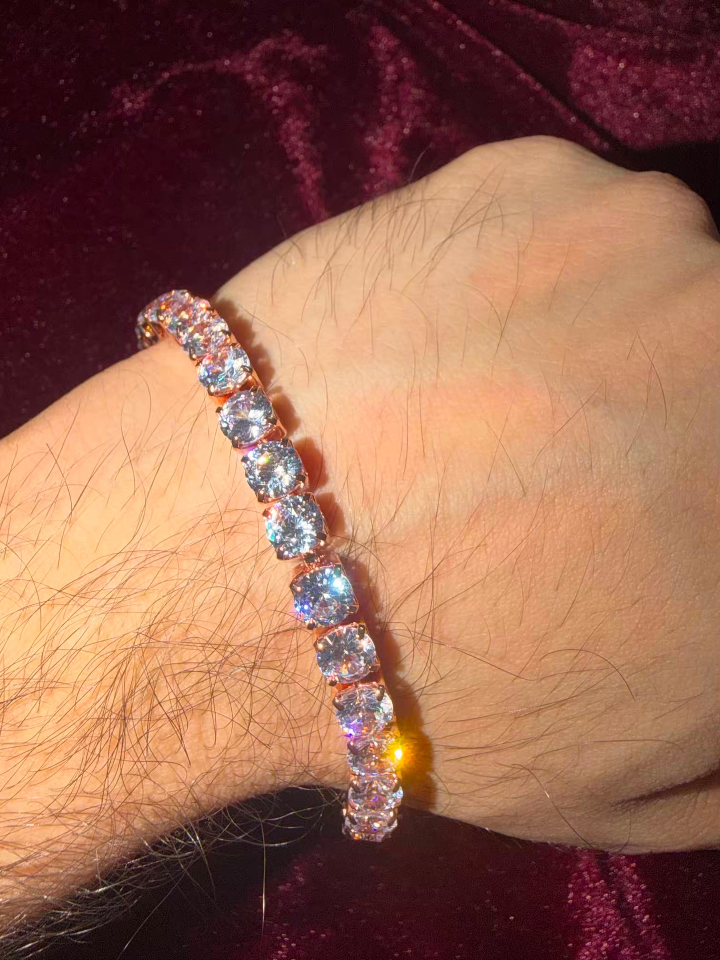 Rose Gold Solitaire Tennis Men  Rakhi Bracelet