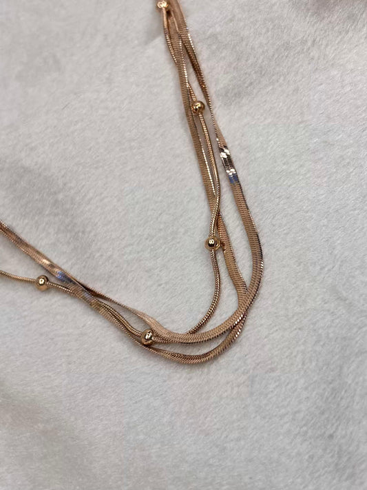 Three Layered Snake Chain Necklace 18K Gold Plated Premium Necklace