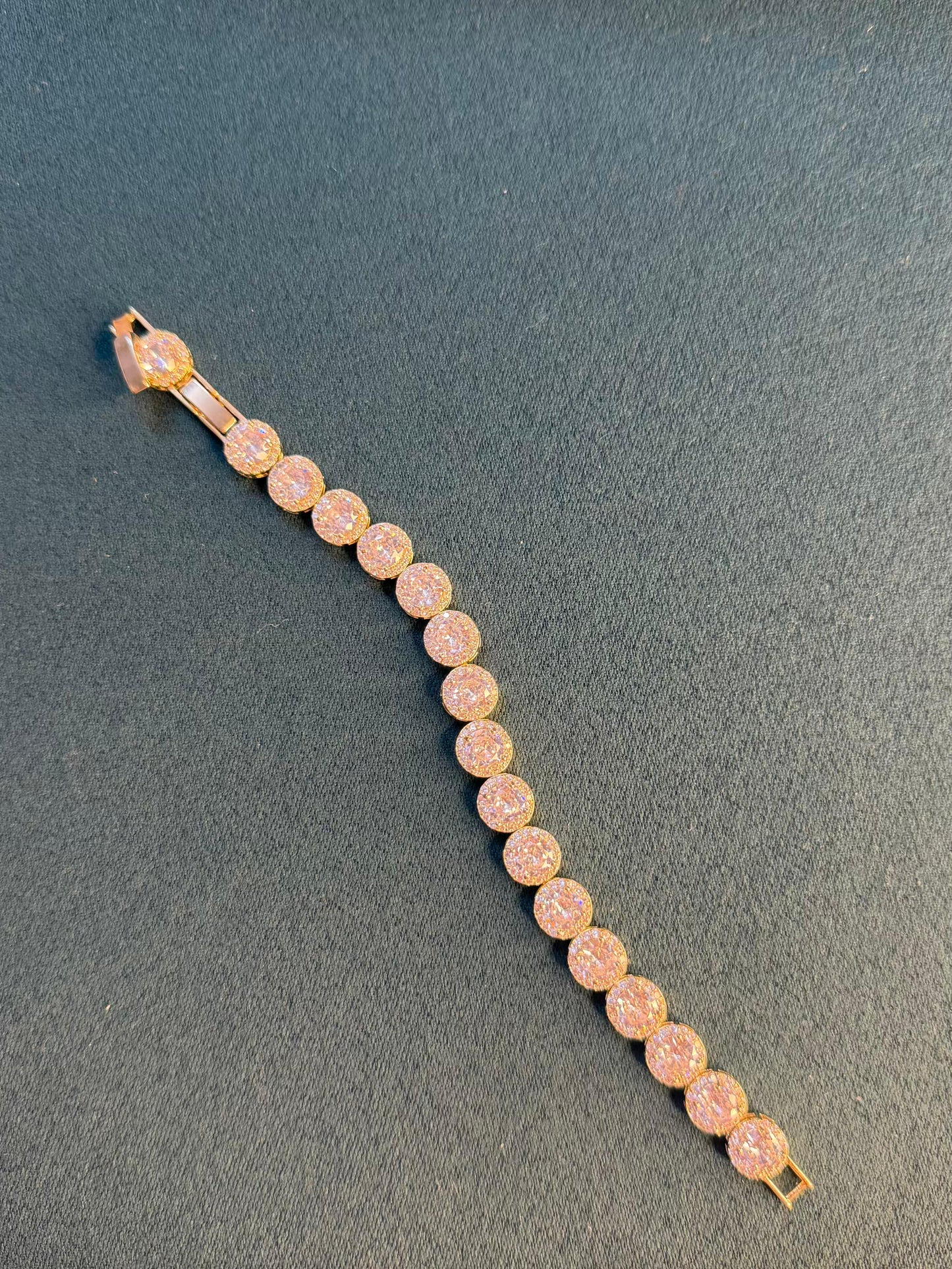 White Oval Shape Silver Plated Tennis Bracelet