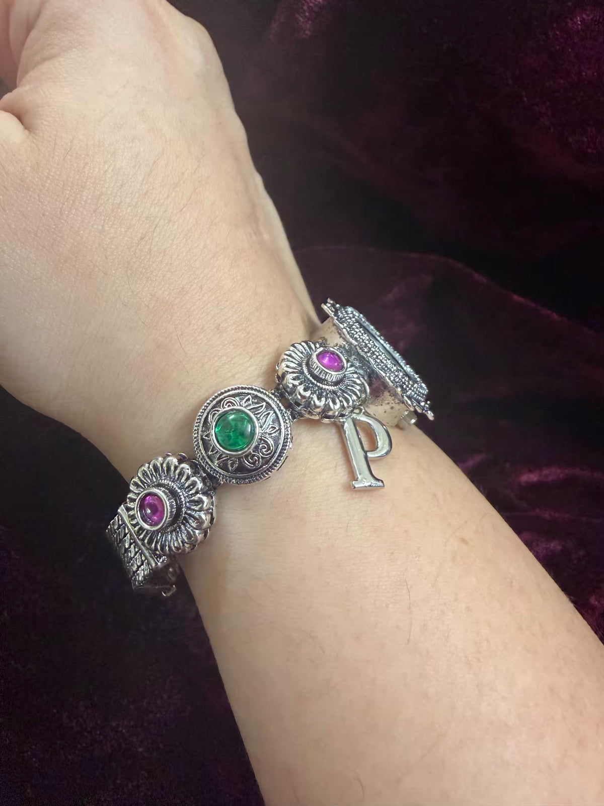 Royal Rajwada Inspired Silver-Tone Navratri Oxidised Heritage Watch