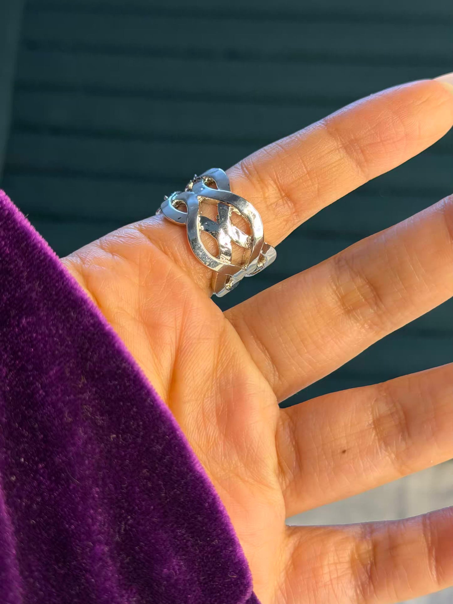 Royal Blue Oval Big Silver Plated Size 7 Us Ring