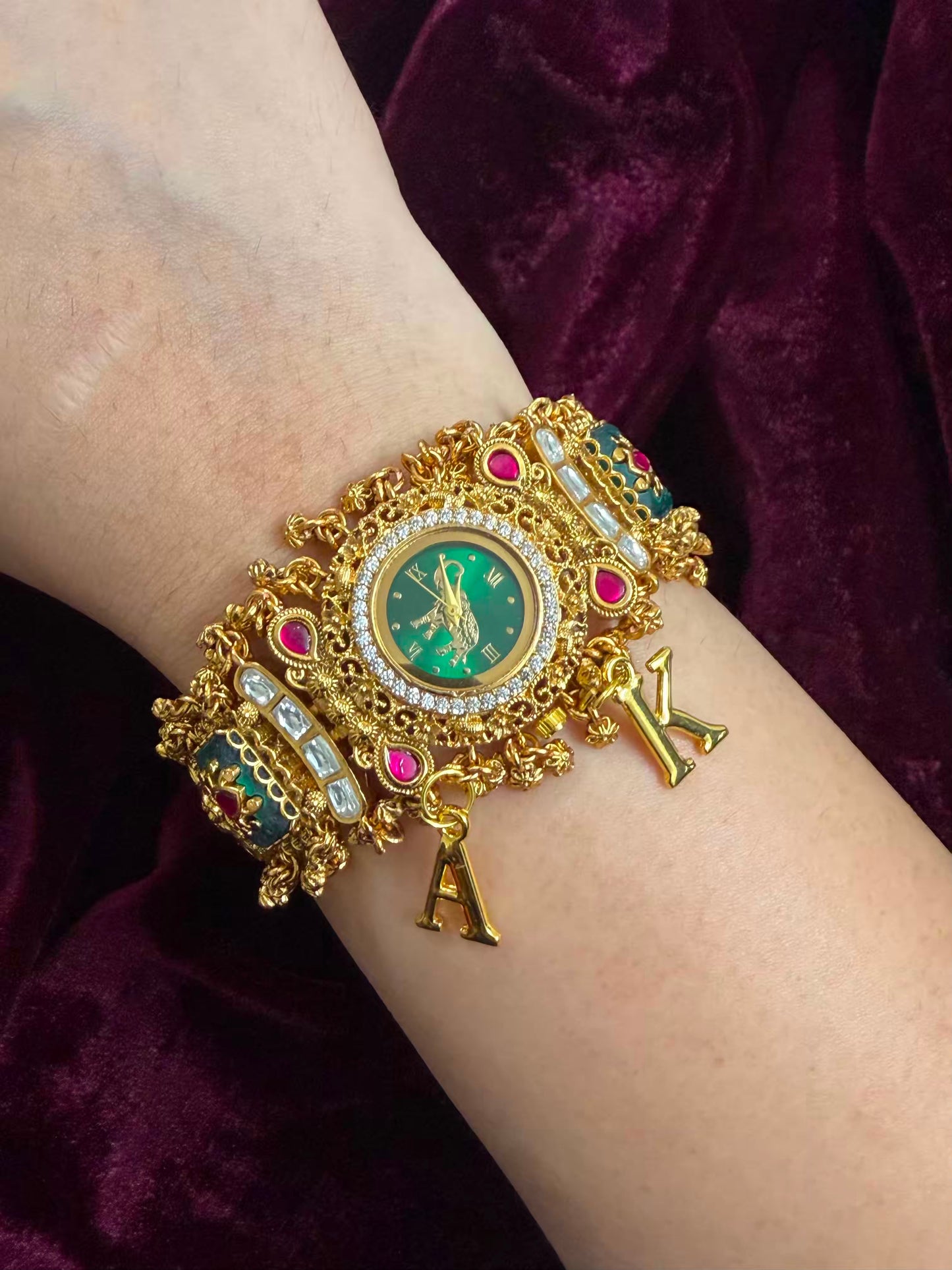 Rajmayura Heritage Watch Rakhi in Premium Swarovski (Free Initial)