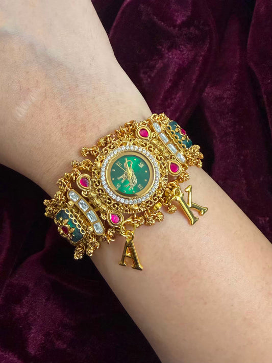 Rajmayura Heritage Watch Rakhi in Premium Swarovski (Free Initial)