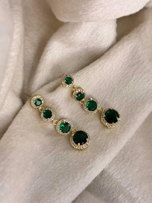 Green Ripple Earrings 18K Gold Plated Premium Earrings