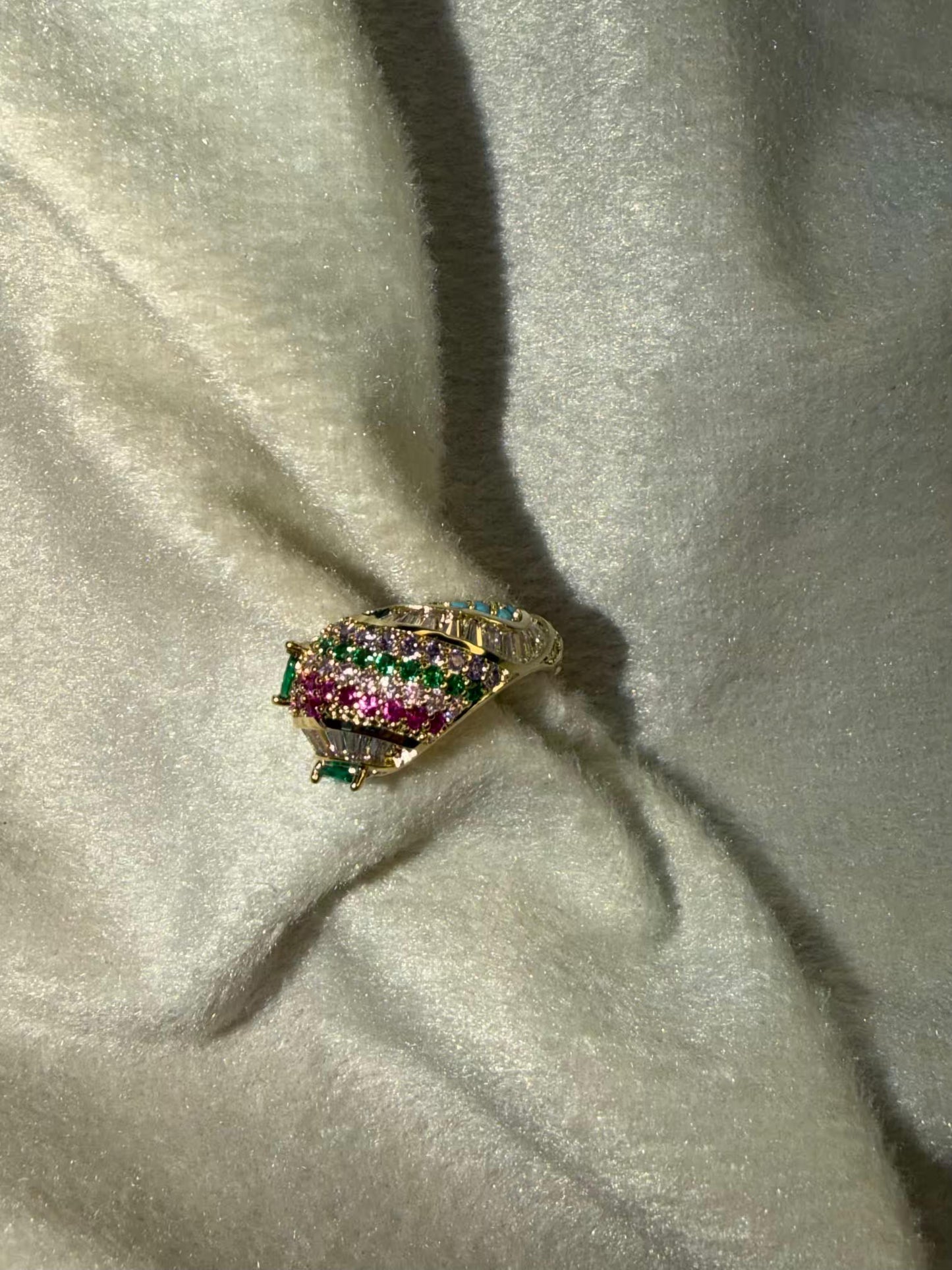 Serpentine Multicoloured Necklace, Bracelet, Earrings and Ring Full set Premium Gold Rhodium