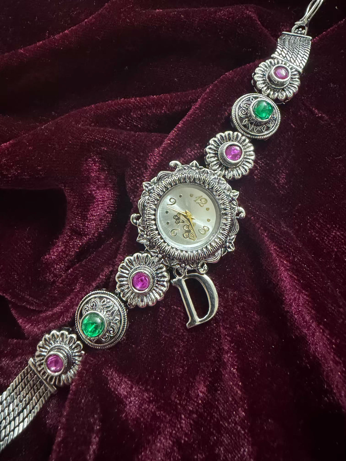 Rajputana Multicolour Elegance Silver-Tone Navratri Oxidised Heritage Watch