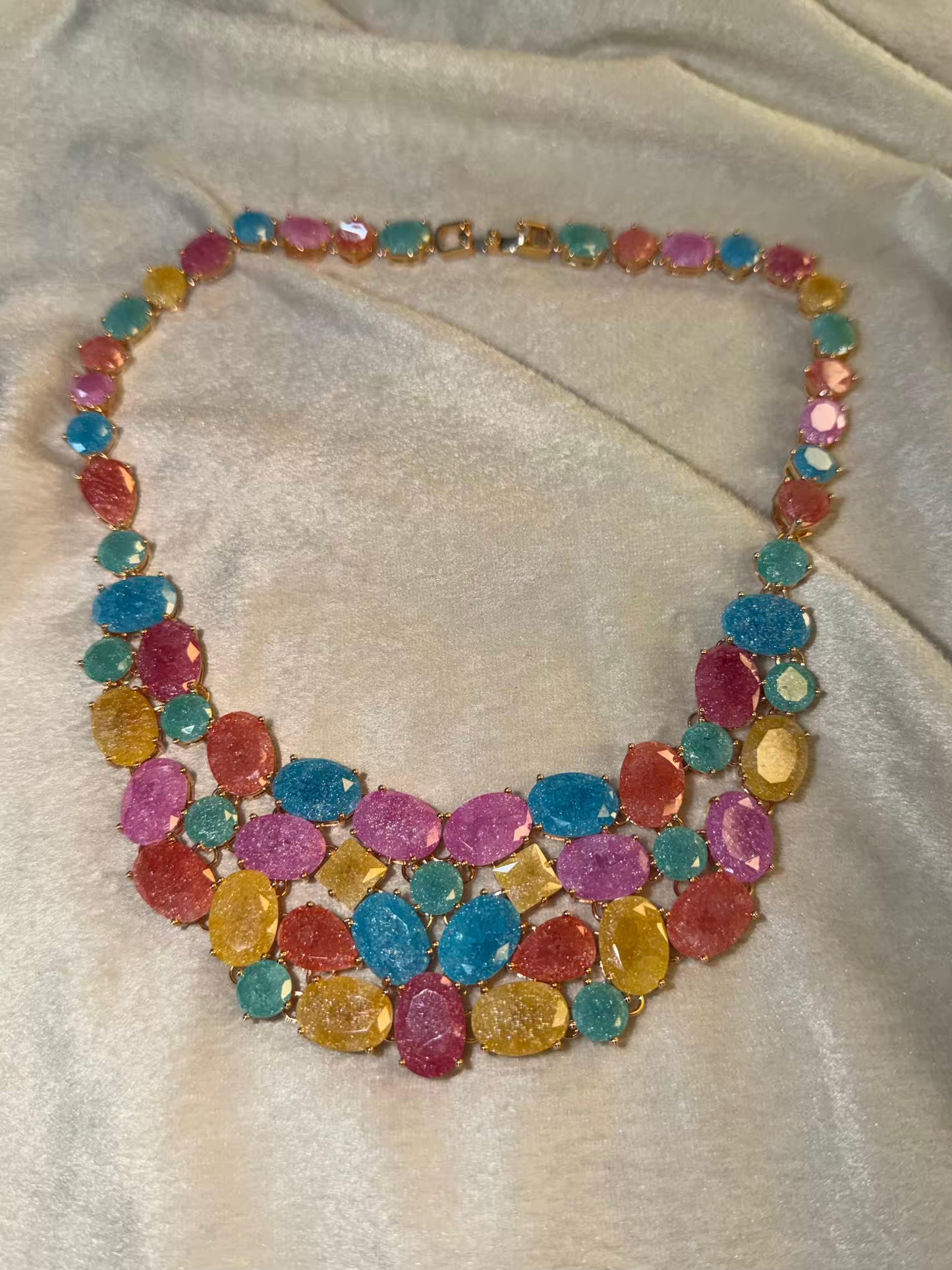 Premium Milky Stones In Rhodium Gold Premium Luxury Plating Necklace Set With Earrings