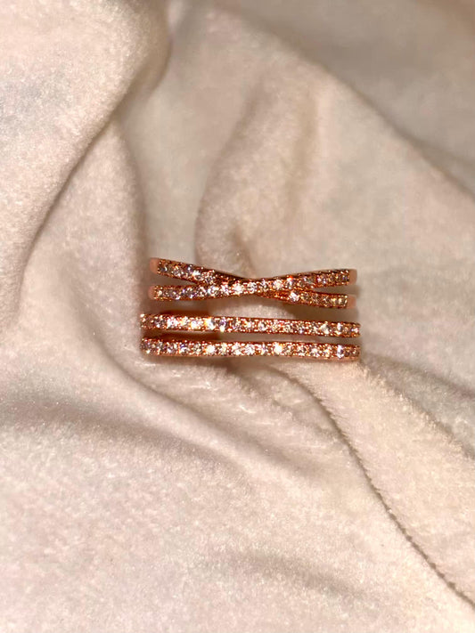 Twisted Layers Ring Rose Gold Plated Adjustable Ring
