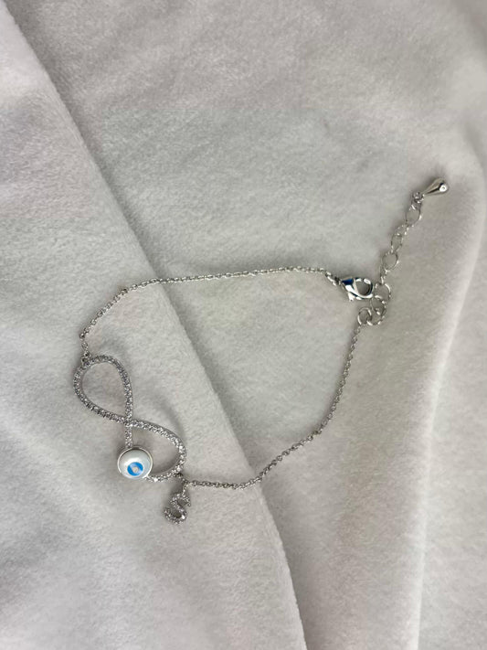 Infinity Evil Eye Silver Plated Premium Adjustable Chain Bracelet