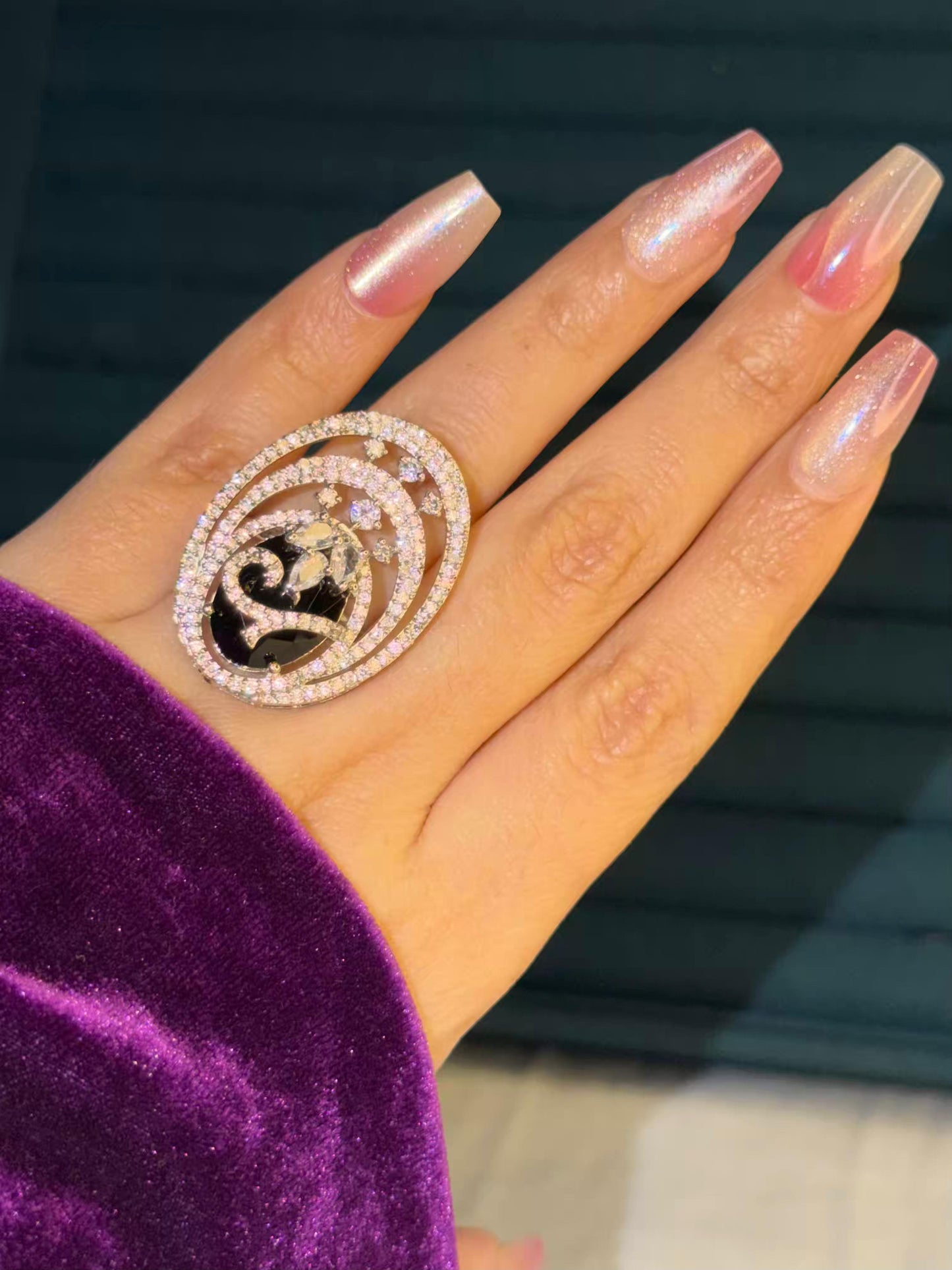 Black Classic Silver Plated Premium Ring (Adjustable)