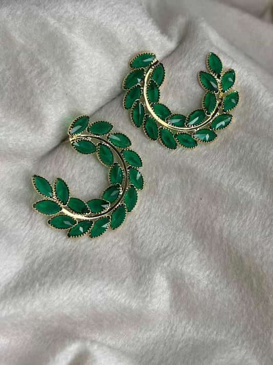 Green Spiral Earrings 18K Gold Plated Earrings Premium Earrings