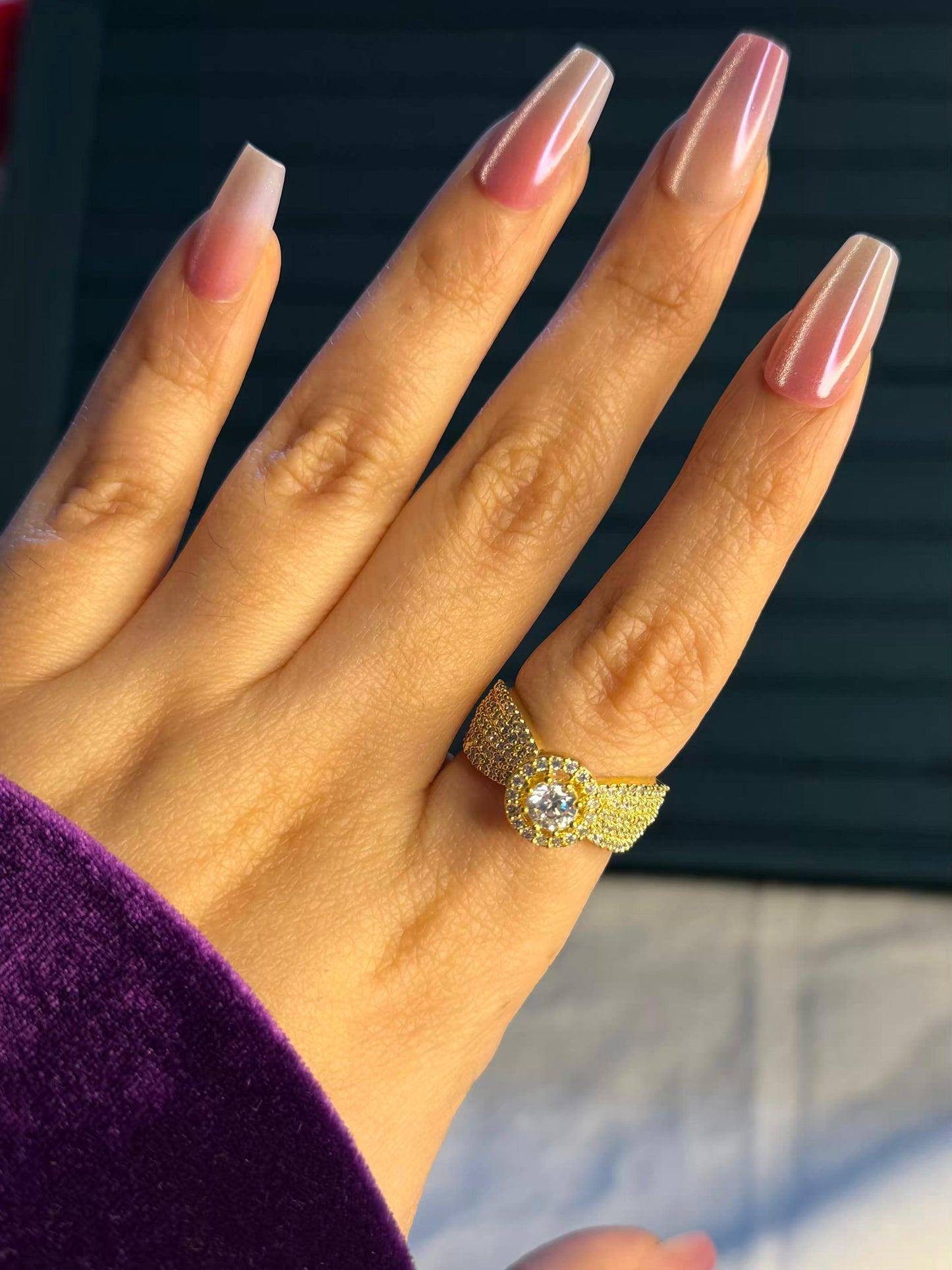 Golden Aura Solitaire Gold Plated Premium Ring (Adjustable)